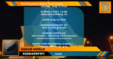 Residential Plot for Sale in Bahria Town, Lahore - (BP-65788)