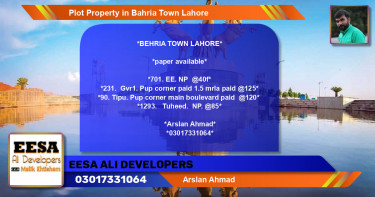 Residential Plot for Sale in Bahria Town, Lahore - (BP-65889)