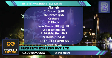 Residential Plot for Sale in Bahria Town, Lahore - (BP-65906)