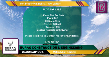Residential Plot for Sale in Bahria Town, Lahore - (BP-66073)