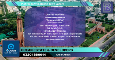 Commercial Plot for Sale in Bahria Town, Lahore - (BP-66077)