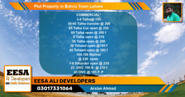 Commercial Plot for Sale in Bahria Town, Lahore - (BP-66191)