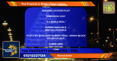 Residential Plot for Sale in Bahria Town, Lahore - (BP-66329)
