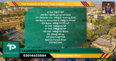 Residential Plot for Sale in Bahria Town, Lahore - (BP-66670)