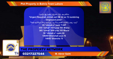 Residential Plot for Sale in Bahria Town, Lahore - (BP-66773)