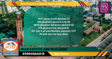 Residential Plot for Sale in Bahria Town, Lahore - (BP-67103)