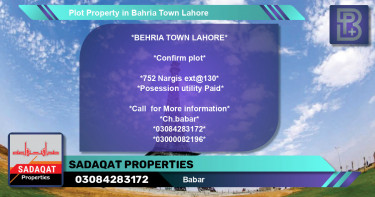 Residential Plot for Sale in Bahria Town, Lahore - (BP-67282)