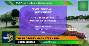 Residential Plot for Sale in Phase 2 - G Block -  Bahria Orchard, Lahore - (BP-67314)