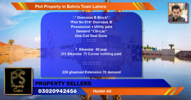 Residential Plot for Sale in Bahria Town, Lahore - (BP-67396)