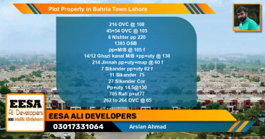 Residential Plot for Sale in Bahria Town, Lahore - (BP-67413)