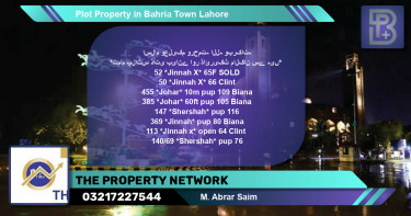 Residential Plot for Sale in Bahria Town, Lahore - (BP-67496)