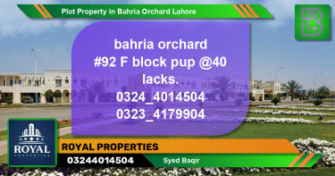 Residential Plot for Sale in Bahria Orchard, Lahore - (BP-67625)