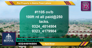Residential Plot for Sale in Bahria Town, Lahore - (BP-67633)