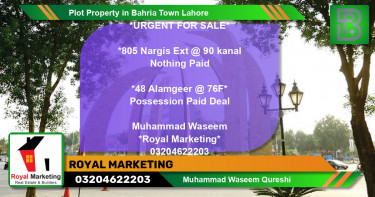 Residential Plot for Sale in Bahria Town, Lahore - (BP-67643)