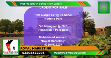 Residential Plot for Sale in Bahria Town, Lahore - (BP-67710)