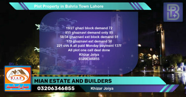 Residential Plot for Sale in Bahria Town, Lahore - (BP-68310)