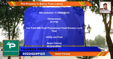 Residential Plot for Sale in Bahria Town, Lahore - (BP-68470)