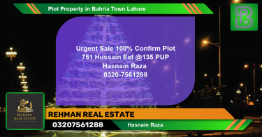 Residential Plot for Sale in Bahria Town, Lahore - (BP-68587)