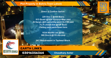 Residential Plot for Sale in Bahria Town, Lahore - (BP-68741)