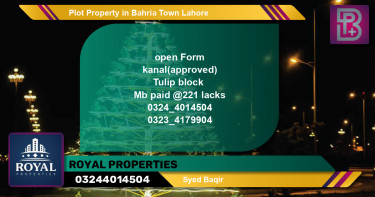 Residential Plot for Sale in Bahria Town, Lahore - (BP-68747)