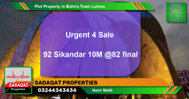 Residential Plot for Sale in Bahria Town, Lahore - (BP-68815)