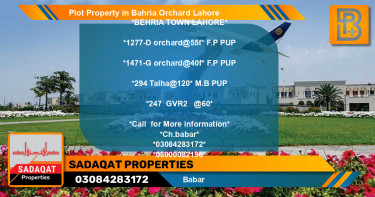 Residential Plot for Sale in Bahria Orchard, Lahore - (BP-68824)