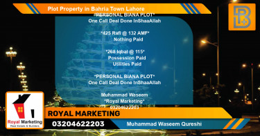Residential Plot for Sale in Bahria Town, Lahore - (BP-68867)