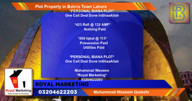 Residential Plot for Sale in Bahria Town, Lahore - (BP-68993)