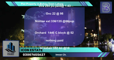 Residential Plot for Sale in Bahria Town, Lahore - (BP-69007)