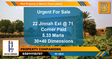Residential Plot for Sale in Bahria Town, Lahore - (BP-69061)