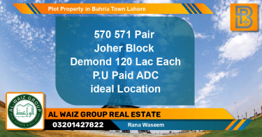 Residential Plot for Sale in Bahria Town, Lahore - (BP-69212)