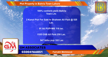 Residential Plot for Sale in Bahria Town, Lahore - (BP-69276)