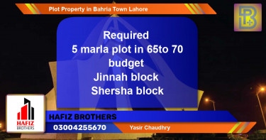 Residential Plot for Sale in Bahria Town, Lahore - (BP-69330)