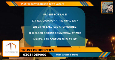 Commercial Plot for Sale in Bahria Town, Lahore - (BP-69364)