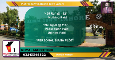 Residential Plot for Sale in Bahria Town, Lahore - (BP-69397)