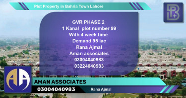 Residential Plot for Sale in Bahria Town, Lahore - (BP-69448)