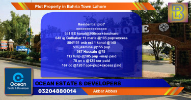 Residential Plot for Sale in Bahria Town, Lahore - (BP-69483)