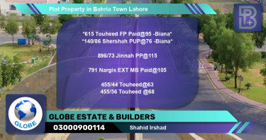 Residential Plot for Sale in Bahria Town, Lahore - (BP-69584)