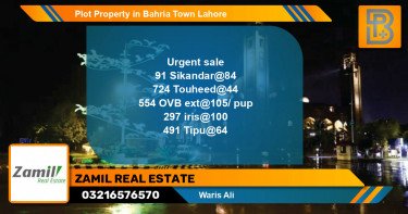 Residential Plot for Sale in Bahria Town, Lahore - (BP-69585)