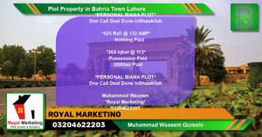 Residential Plot for Sale in Bahria Town, Lahore - (BP-69743)