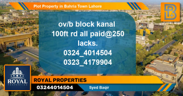 Residential Plot for Sale in Bahria Town, Lahore - (BP-70018)
