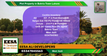 Residential Plot for Sale in Bahria Town, Lahore - (BP-70075)