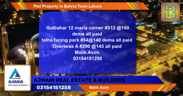 Residential Plot for Sale in Bahria Town, Lahore - (BP-70108)
