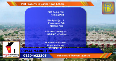 Residential Plot for Sale in Bahria Town, Lahore - (BP-70182)