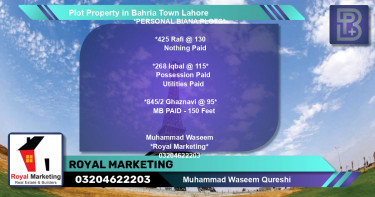 Residential Plot for Sale in Bahria Town, Lahore - (BP-70227)