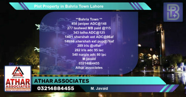 Residential Plot for Sale in Bahria Town, Lahore - (BP-70433)