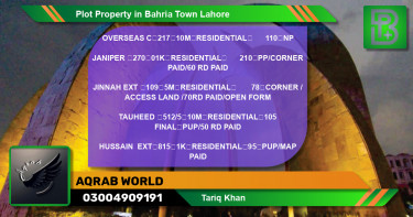 Residential Plot for Sale in Bahria Town, Lahore - (BP-70472)