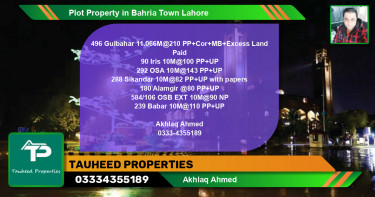 Residential Plot for Sale in Bahria Town, Lahore - (BP-70901)