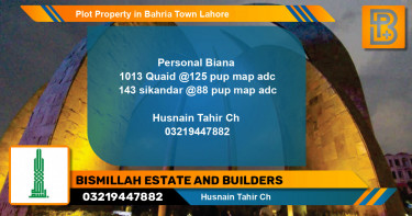 Residential Plot for Sale in Bahria Town, Lahore - (BP-70967)