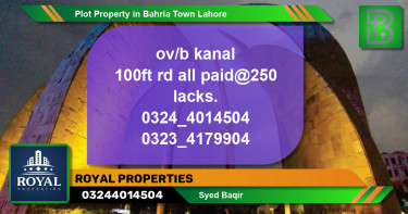 Residential Plot for Sale in Bahria Town, Lahore - (BP-70985)